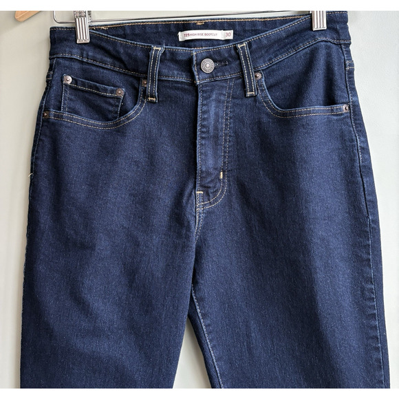 Levis 725 High Rise Bootcut Jeans Size 30 x 30 Dark Wash Stretch Denim - Picture 8 of 14